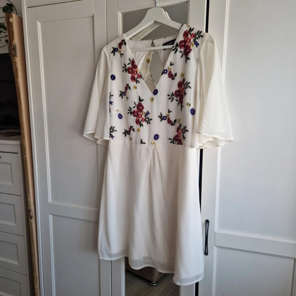 Floral Embroidered White Dress
